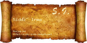 Sidó Irma névjegykártya